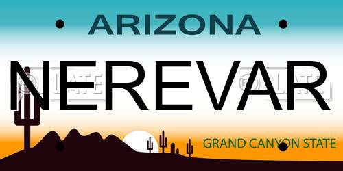 NEREVAR Arizona License Plate