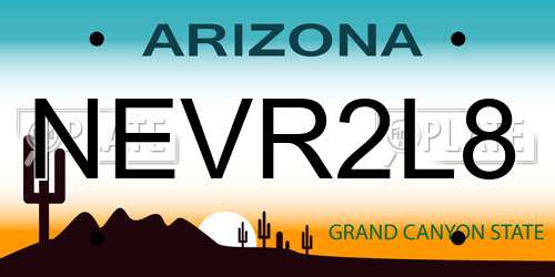 NEVR2L8 Arizona License Plate