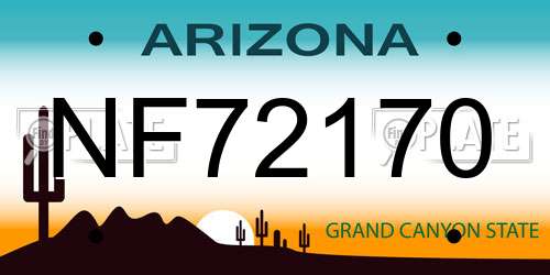 NF72170 Arizona License Plate