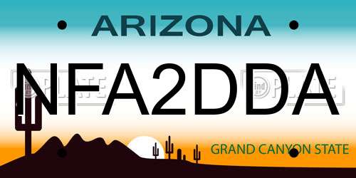 NFA2DDA Arizona License Plate