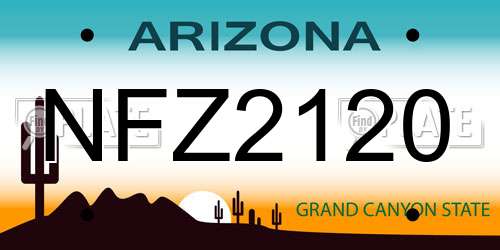 NFZ2120 Arizona License Plate