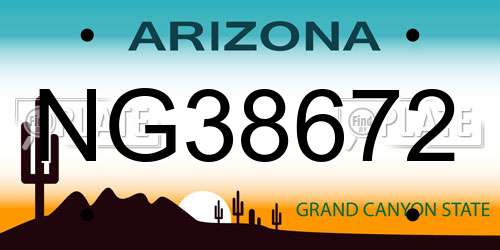 NG38672 Arizona License Plate