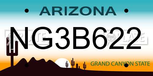 NG3B622 Arizona License Plate