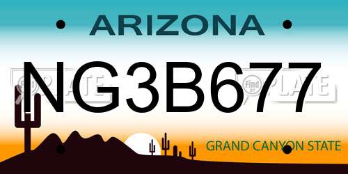 NG3B677 Arizona License Plate