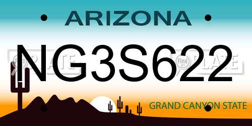 NG3S622 Arizona License Plate
