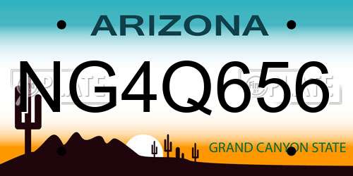 NG4Q656 Arizona License Plate