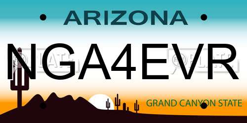 NGA4EVR Arizona License Plate