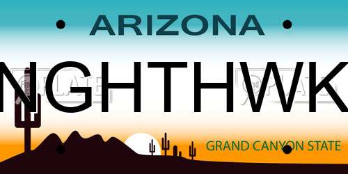 NGHTHWK Arizona License Plate