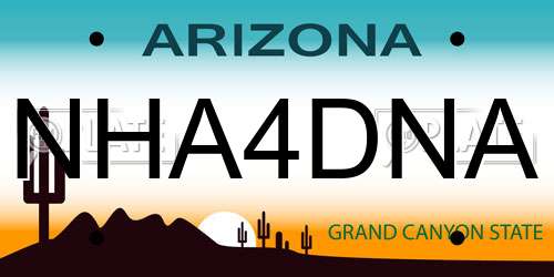 NHA4DNA Arizona License Plate