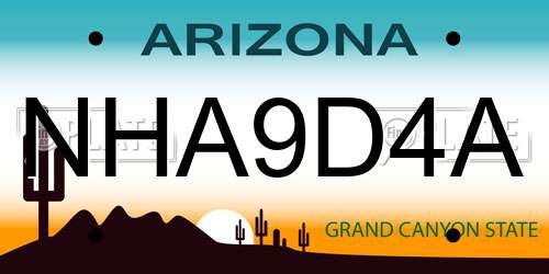 NHA9D4A Arizona License Plate