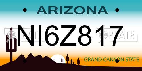 NI6Z817 Arizona License Plate