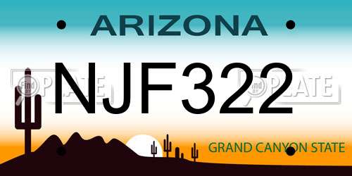 NJF322 Arizona License Plate