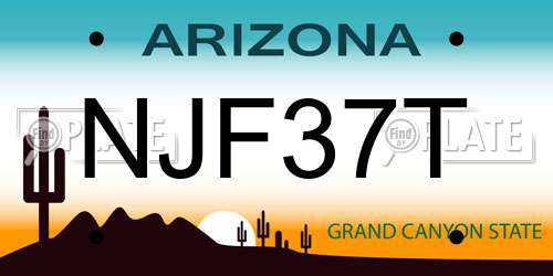 NJF37T Arizona License Plate