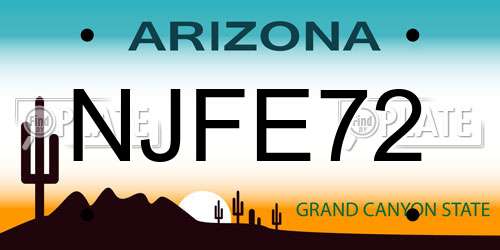 NJFE72 Arizona License Plate