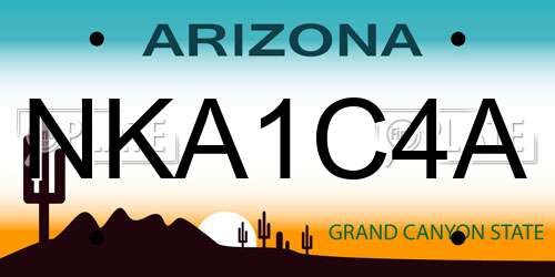 NKA1C4A Arizona License Plate