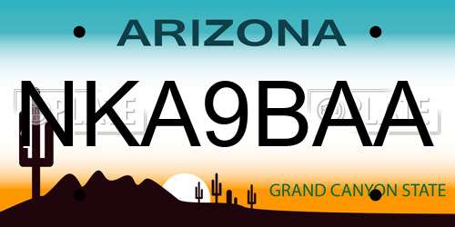 NKA9BAA Arizona License Plate