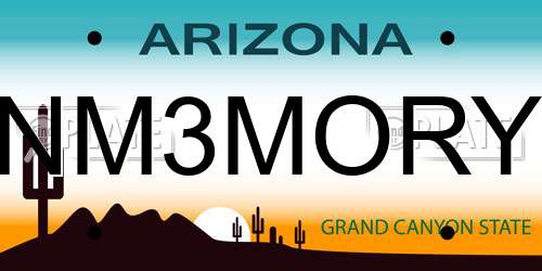NM3MORY Arizona License Plate