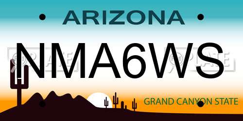 NMA6WS Arizona License Plate