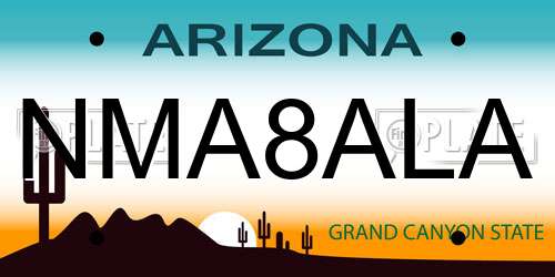 NMA8ALA Arizona License Plate