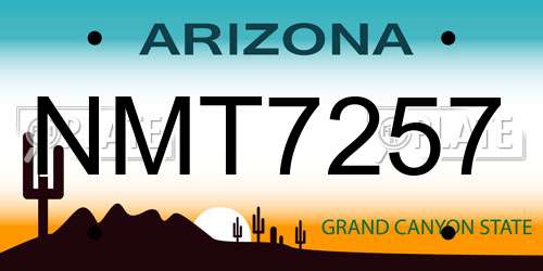 NMT7257 Arizona License Plate