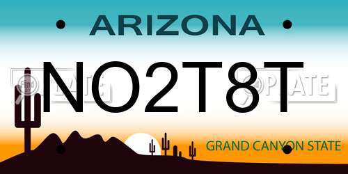 NO2T8T Arizona License Plate