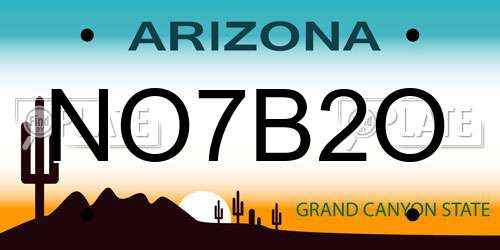 NO7B2O Arizona License Plate