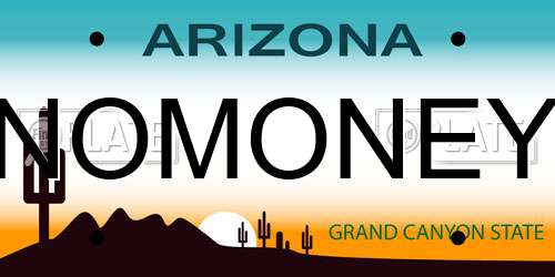 NOMONEY Arizona License Plate