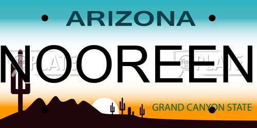 NOOREEN Arizona License Plate