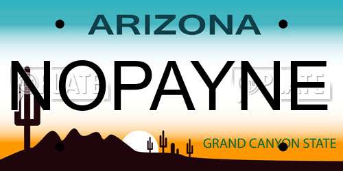 NOPAYNE Arizona License Plate