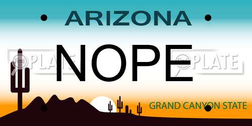 NOPE Arizona License Plate