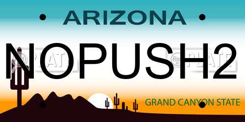 NOPUSH2 Arizona License Plate