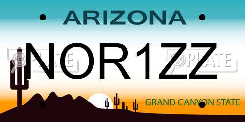 NOR1ZZ Arizona License Plate