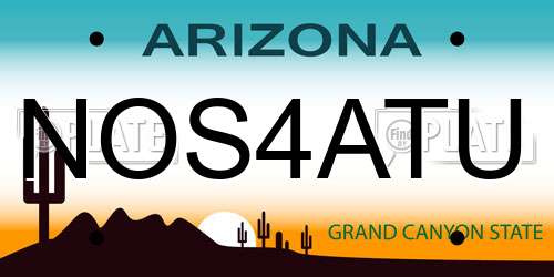 NOS4ATU Arizona License Plate