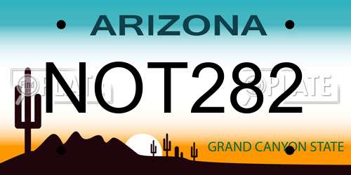 NOT282 Arizona License Plate