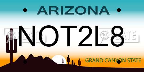 NOT2L8 Arizona License Plate