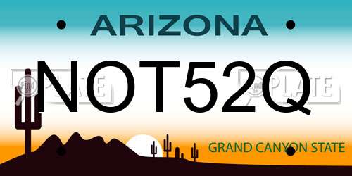 NOT52Q Arizona License Plate