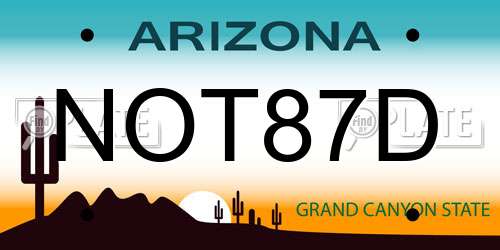 NOT87D Arizona License Plate