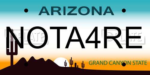 NOTA4RE Arizona License Plate