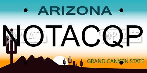 NOTACQP Arizona License Plate