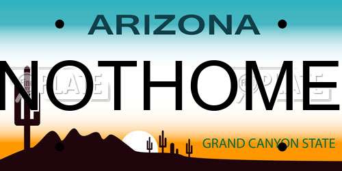 NOTHOME Arizona License Plate