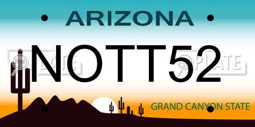 NOTT52 Arizona License Plate