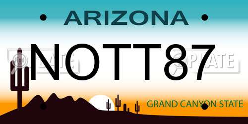NOTT87 Arizona License Plate