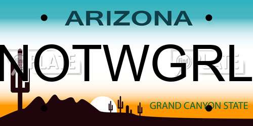NOTWGRL Arizona License Plate