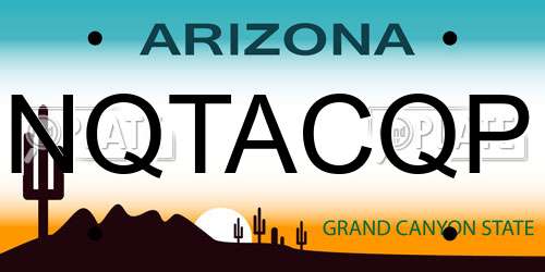 NQTACQP Arizona License Plate