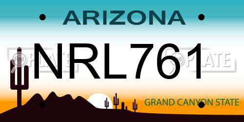 NRL761 Arizona License Plate