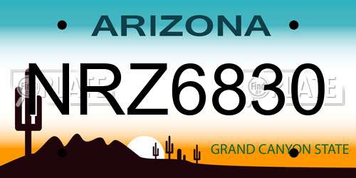 NRZ6830 Arizona License Plate