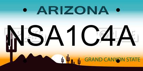 NSA1C4A Arizona License Plate