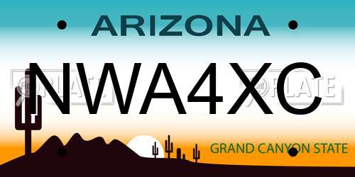 NWA4XC Arizona License Plate