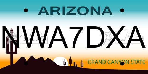 NWA7DXA Arizona License Plate