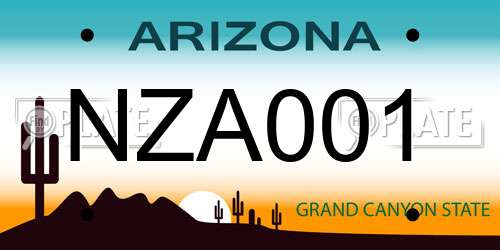 NZA001 Arizona License Plate